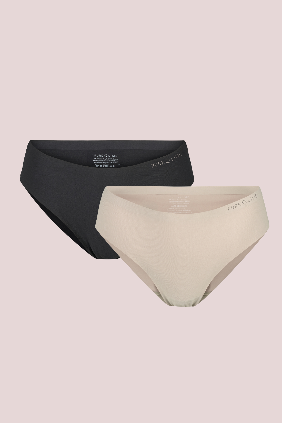 Pure Lime Invisible Microfiber Brazillian 2-Pack Thong 1801 Light Sand/Black