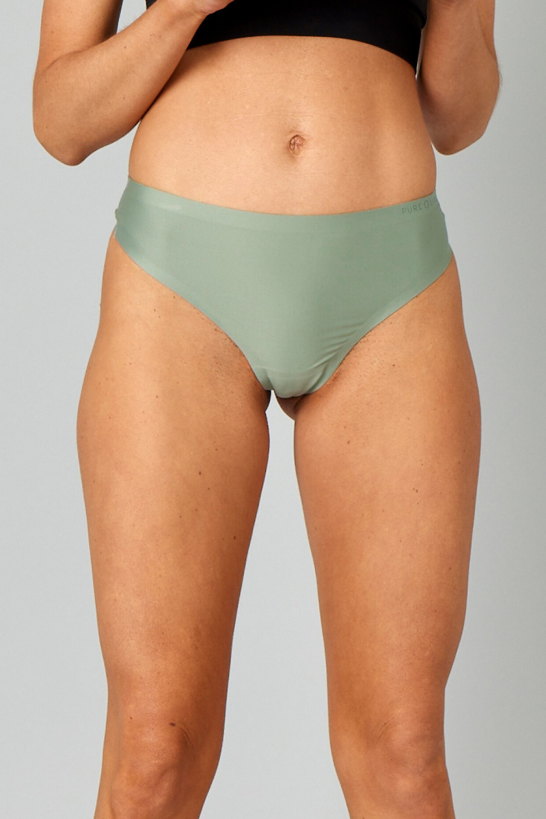 Pure Lime Invisible Thong 2 Pack G-string 4601 Dusty Seagreen/Black