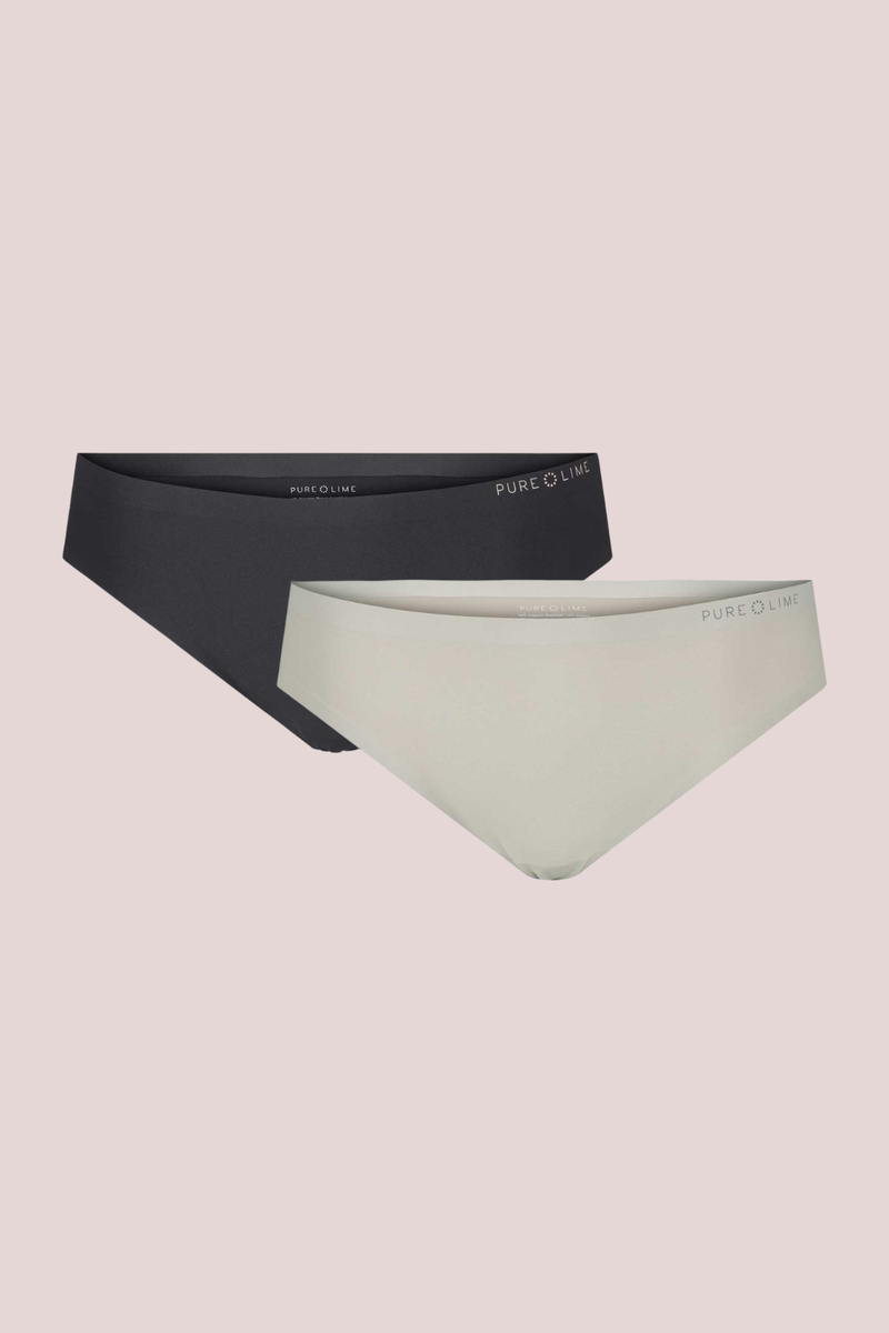 Pure Lime Invisible Thong 2 Pack G-string 1801 Light Sand/Black