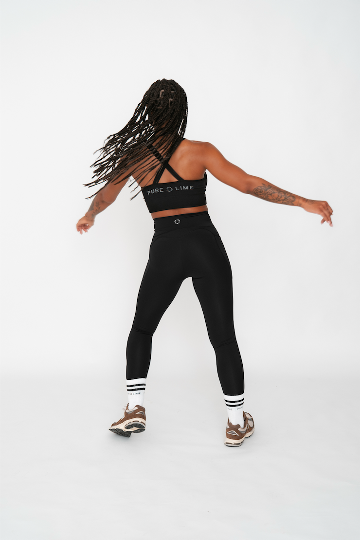 Pure Lime Seamless Rib Top Bra Top 2000 Black
