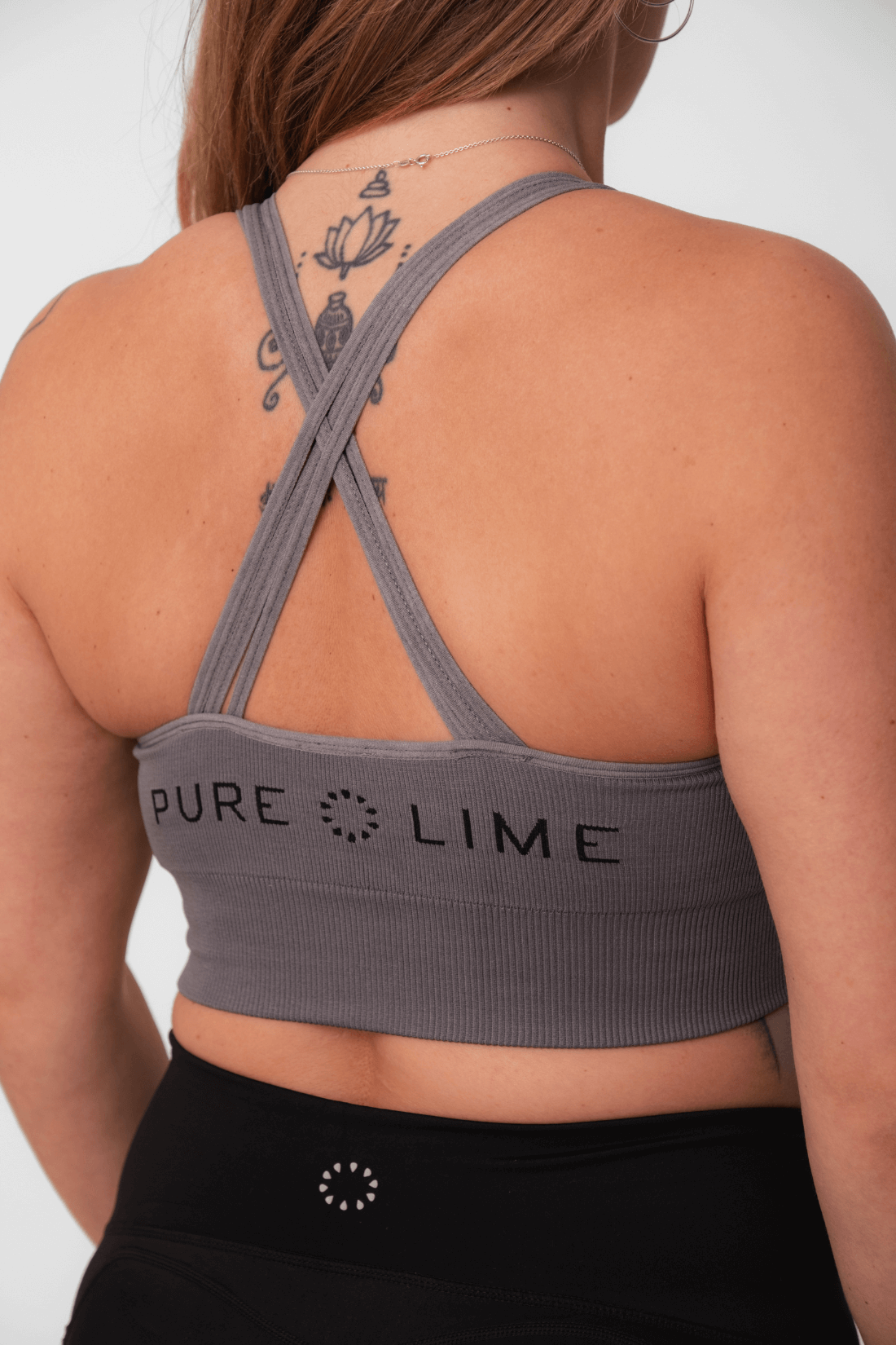 Pure Lime Seamless Rib Top Bra Top 3612 Volcanic Glass