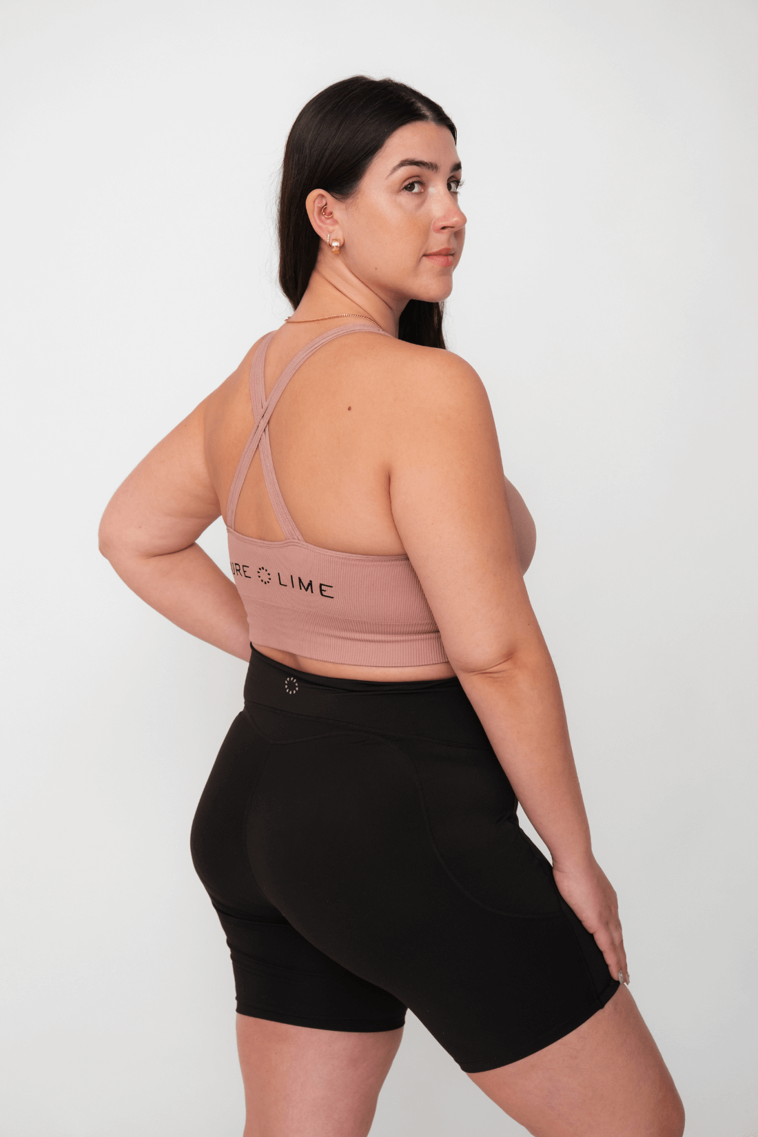 Pure Lime Seamless Rib Top Bra Top 6211 Dusty Rose