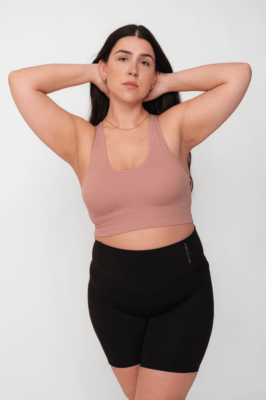 Pure Lime Seamless Rib Top Bra Top 6211 Dusty Rose