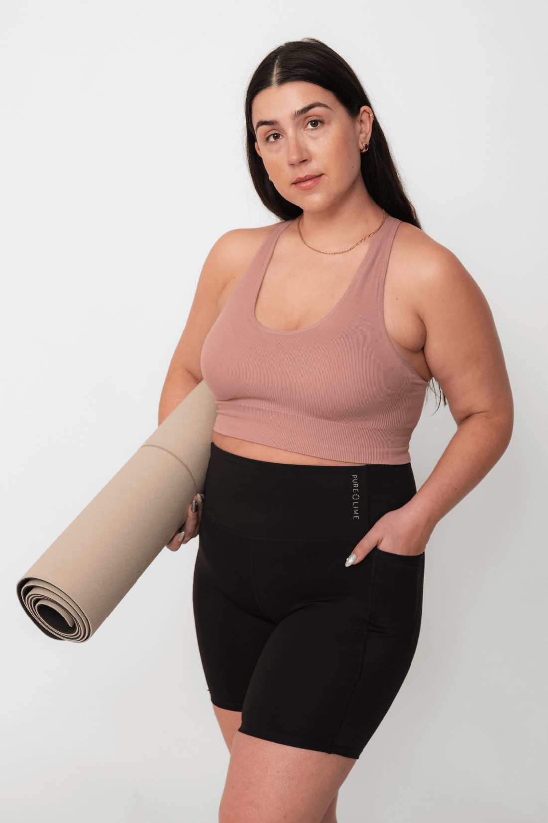 Pure Lime Seamless Rib Top Bra Top 6211 Dusty Rose