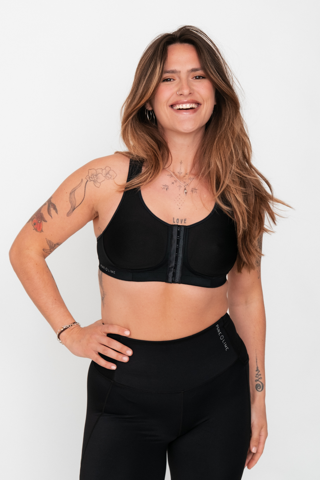 Pure Lime Sports Bra - High Impact Bra 2000 Black
