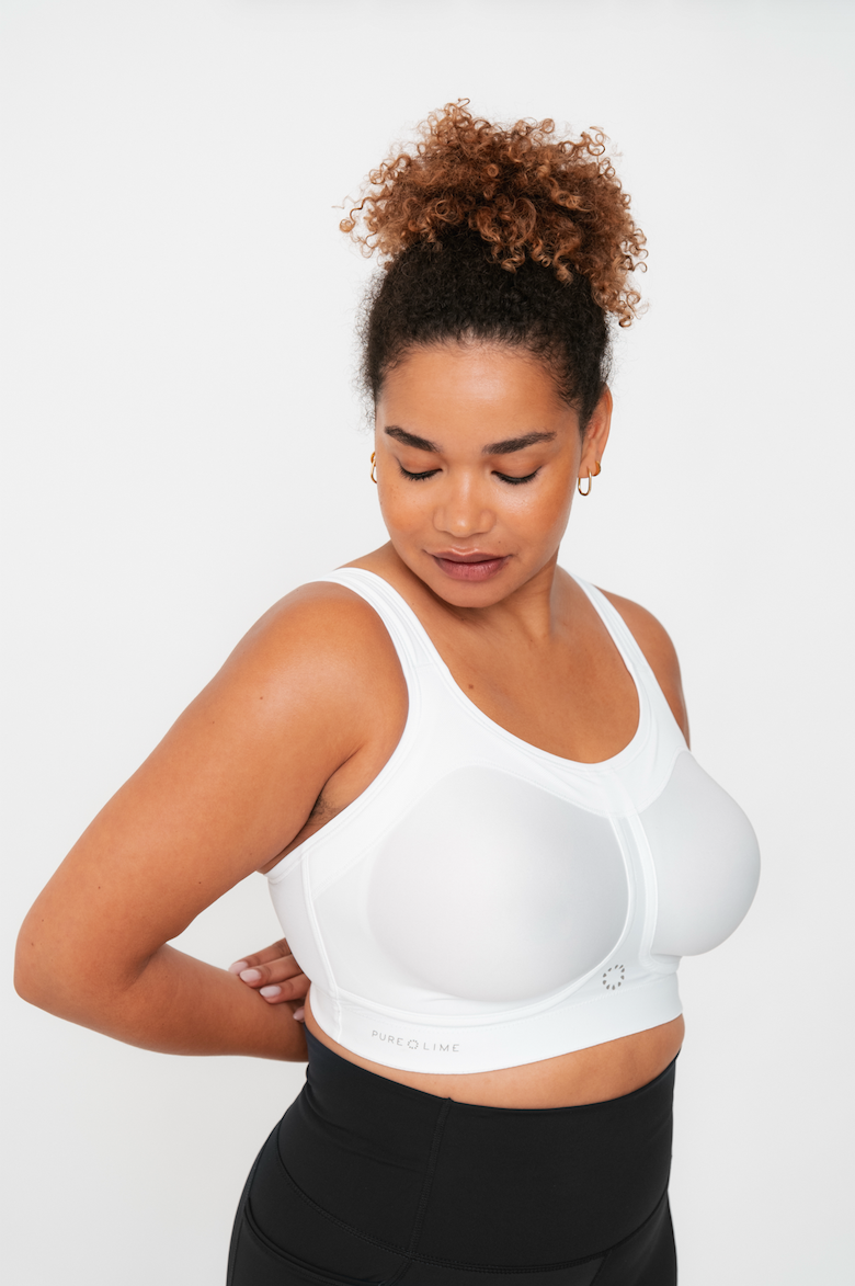 Pure Lime Compression Bra High Impact Bra 1000 White