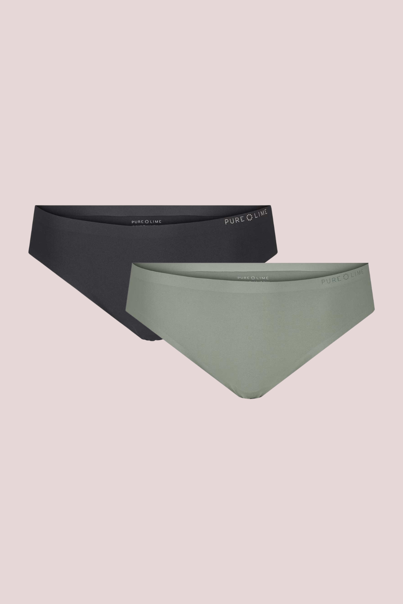 Pure Lime Invisible Thong 2 Pack G-string 4601 Dusty Seagreen/Black