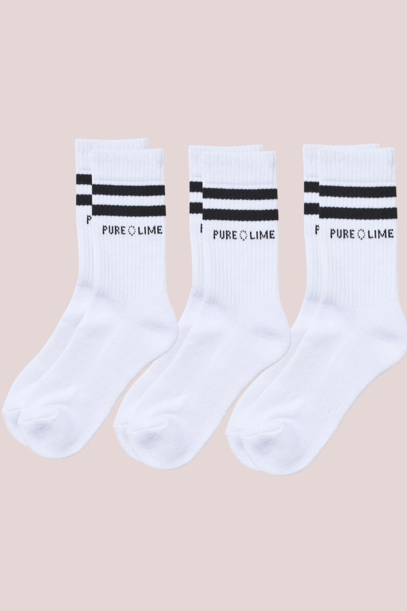 Pure Lime Pure Lime Tennis Sock 3 pack Socks 1000 White