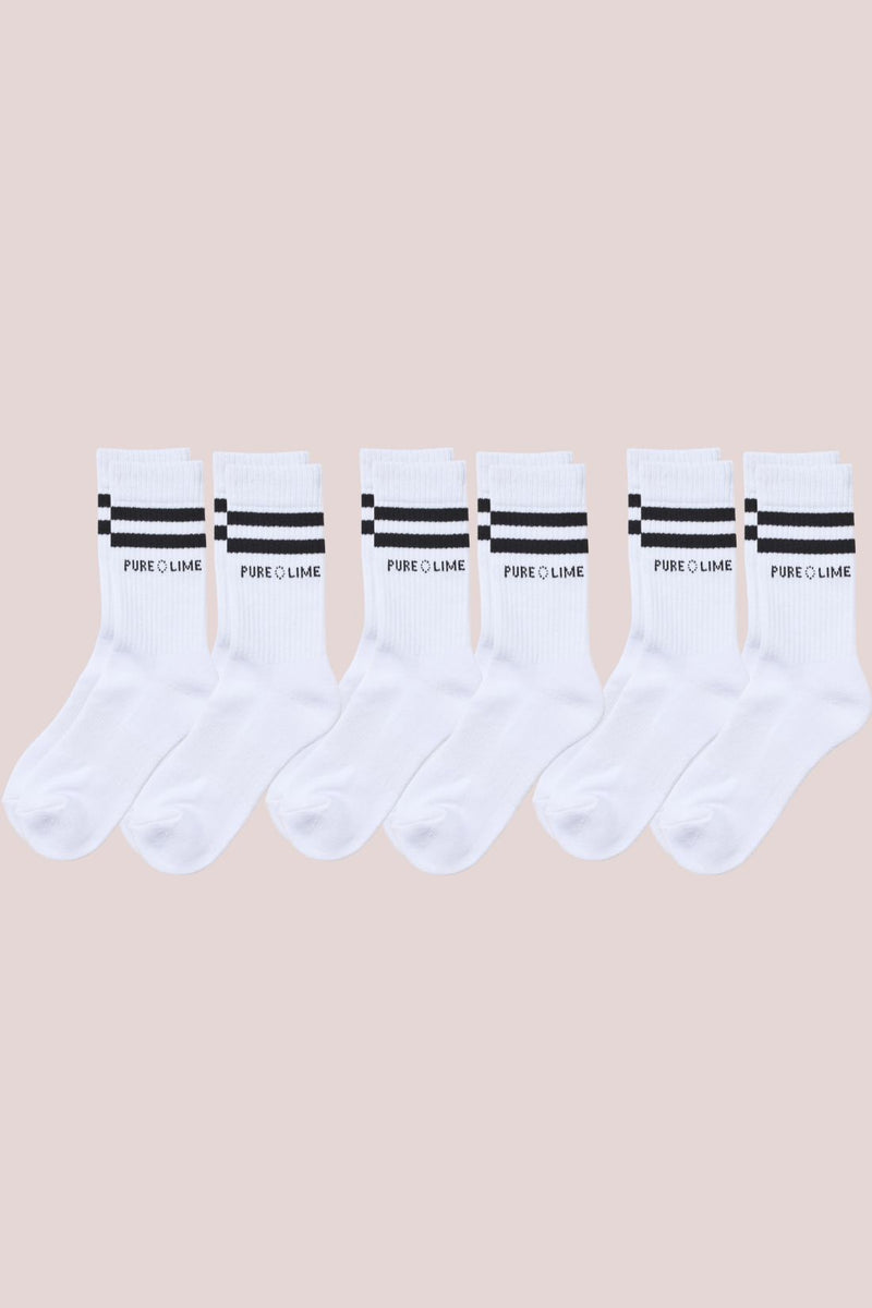 Pure Lime Pure Lime Tennis Sock 6 pack Socks 1000 White