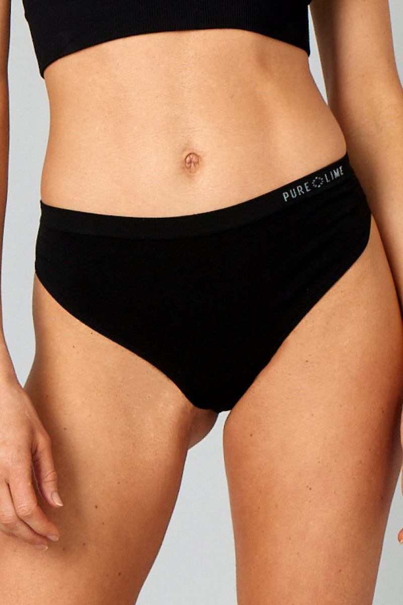 Pure Lime Pure Lime recycled Seamless Thong 5 pack Thong 2000 Black