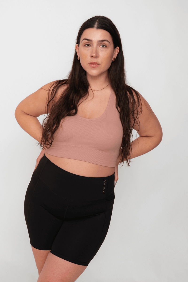 Pure Lime Seamless Rib Top Bra Top 6211 Dusty Rose